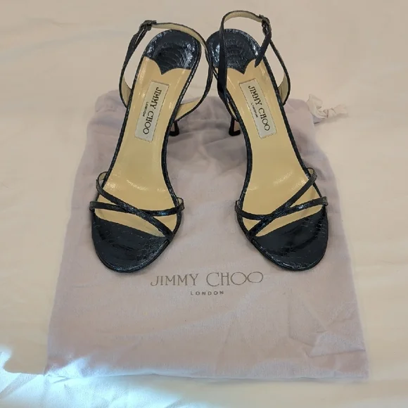 Jimmy Choo Blue Metallic Heels. Size 40.5. - Picture 2 of 7